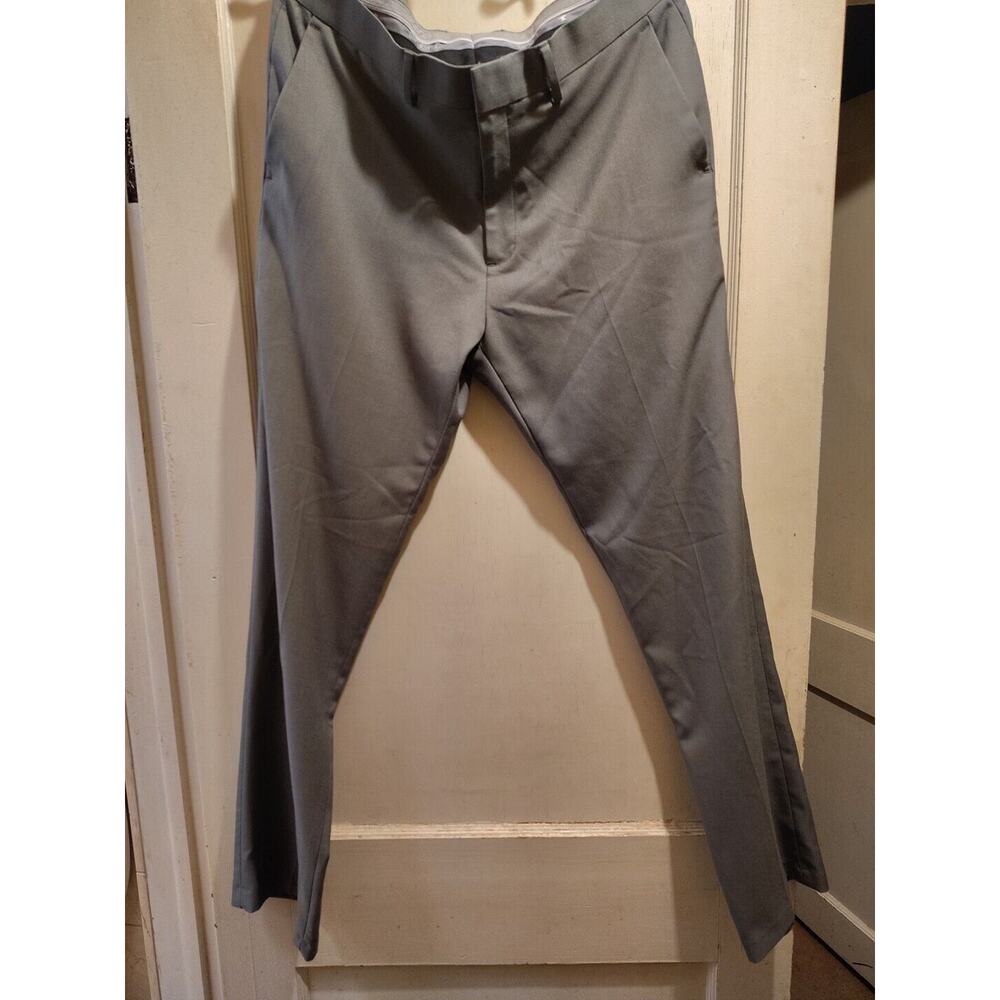Haggar Pants 36x32 Mens Gray Straight Fit Premium No Iron Work Office